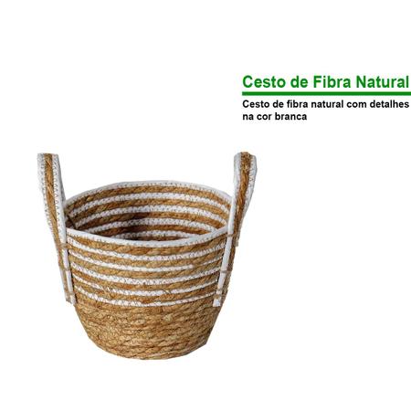 Imagem de Cesto Multiuso Fibra natural Seagrass C/ Alça Branco