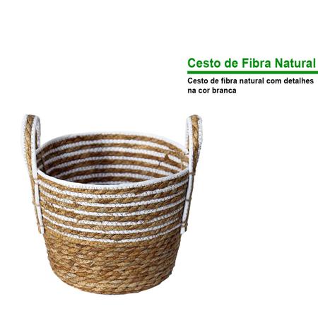 Imagem de Cesto Multiuso Fibra natural Seagrass C/ Alça Branco