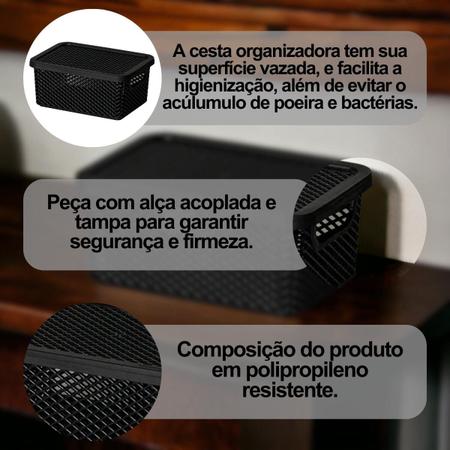 Imagem de Cesto Multiuso Organizador Com Tampa Linea 36 cm