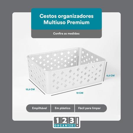 Imagem de Cesto Organizador Branco 123Organizei 19x13,5x6,5Cm