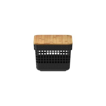 Cesto Organizador Grid Com Tampa Em Bambu 2,5L Ou Imagem de Cesto Organizador Grid Com Tampa Em Bambu 2,5L Ou