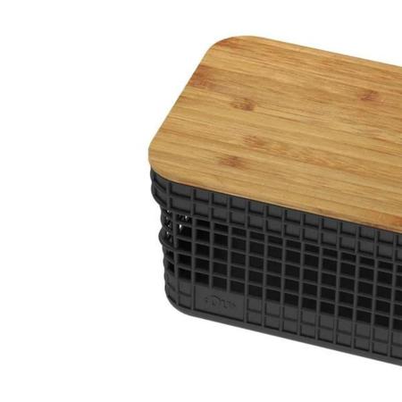 Cesto Organizador Grid Com Tampa Em Bambu 2,5L Ou Imagem de Cesto Organizador Grid Com Tampa Em Bambu 2,5L Ou