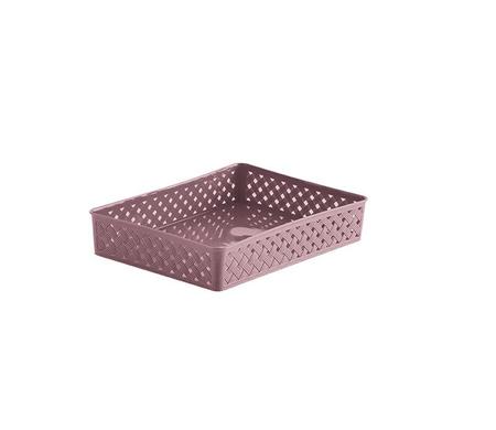 Imagem de Cesto Organizador Multiuso Armário Rattan 34x25x6,5cm Rose