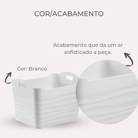 Imagem de Cesto Organizador Retangular S/tampa C/alça 6l Branco Nobre