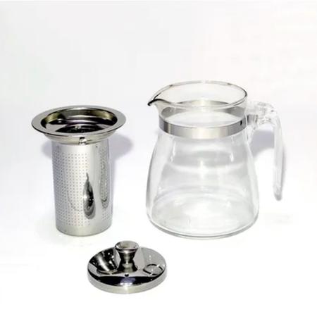 Imagem de Chaleira De Vidro Com Infusor Bule Chá Inox Capacidade 600ml