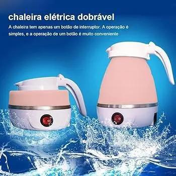 Imagem de Chaleira Elétrica drobrável 110v Rosa 600w Silicone 600ml