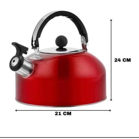 Imagem de chaleira em aço inox Com apito 2 litros alça Térmica Cores