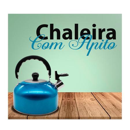 Imagem de Chaleira Espelhada Com Apito 2 Litros Café Chá Em Aço Inox
