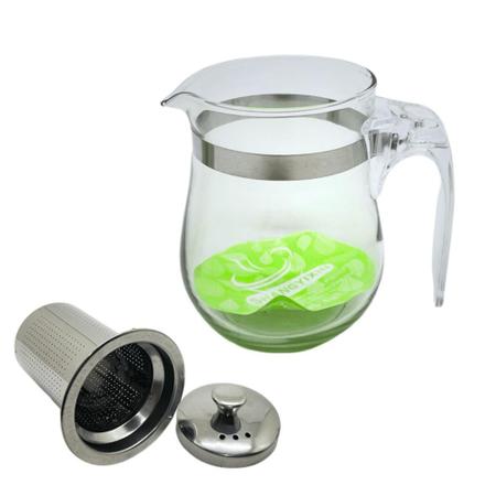 Imagem de Chaleira Inox Bule De Vidro Coador Para Chá Com Infusor Resistente 350ml - Majestic