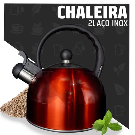 Chaleira Inox Apito 3 Litros Fogo Fogão Chá Água Café Casa