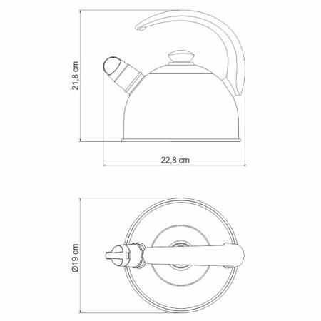 Imagem de Chaleira Tramontina com Apito em Aço Inox Cabo Preto 2,1 Litros 61483013