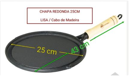 Imagem de Chapa Bifeteira Lisa De Ferro 25cm Para Servir Porção Em Bares E restaurantes Postagem Rápida