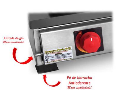 Imagem de Chapa Lanche Hamburguer Bife 80x40cm À Gás Prensa Abafador Premium