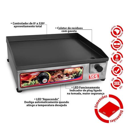 Imagem de Chapa Para Lanches e Sanduiche Elétrica Bifeteira Inox 40x35cm Lcg  220v