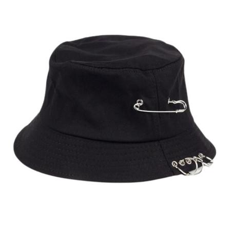 Imagem de Chapéu Bucket Hat Boné Preto Cata Ovo Com Argolas Liso K-Pop Acessórios BTS Presentes Geek