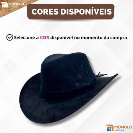 Imagem de Chapeu Country Cowboy Feminino Peão Rodeio Boiadeira Vaqueiro Americano Camurça Top