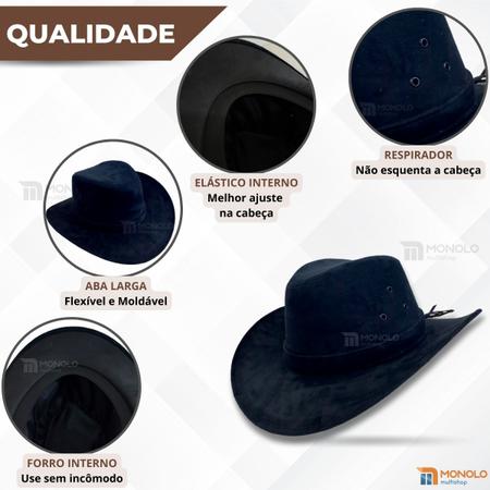 Imagem de Chapeu Country Cowboy Feminino Peão Rodeio Boiadeira Vaqueiro Americano Camurça Top