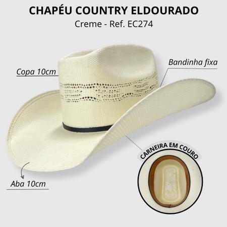 Imagem de Chapéu Country Eldorado Company Oficial Bangora Mexicano Bege Natural Palha - Ref EC274
