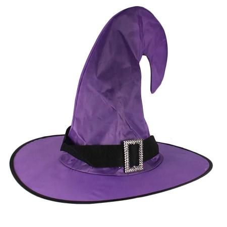 Fantasia Bruxa Moderna Luxo de Halloween Com Chapéu (Roxo, G 44-46)