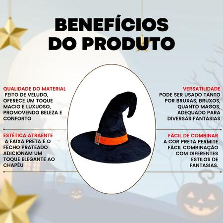 Imagem de Chapéu de Bruxa Veludo Ponta Virada - Laranja  - Halloween