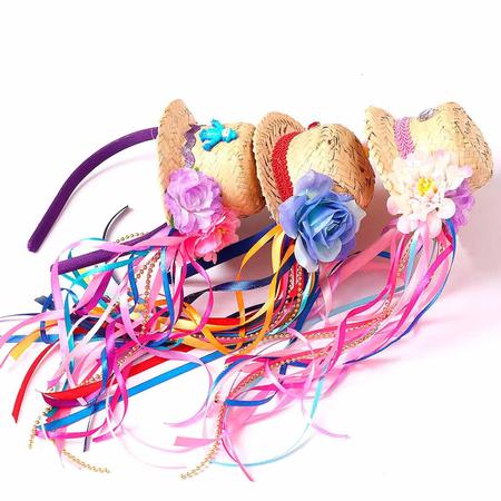 Chapeu de Palha pra Menina Com Tiara de Luxo - Fantasias Carol TA Imagem de Chapeu de Palha pra Menina Com Tiara de Luxo