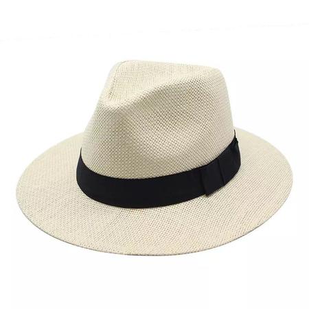 Imagem de Chapéu Panamá Estilo Moda Aba Média Moda Masculino Feminino Estilo Clássico Praia Cor Palha Natural