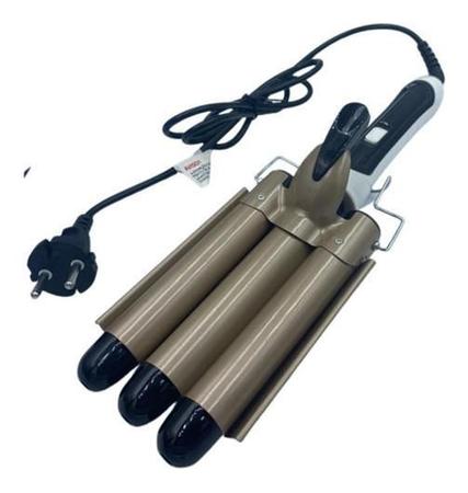 Chapinha Modelador Cabelo Cerâmica Tri-Onda Ondulador Bivolt - Junjun Electrical Imagem de Chapinha Modelador Cabelo Cerâmica Tri-Onda Ondulador Bivolt
