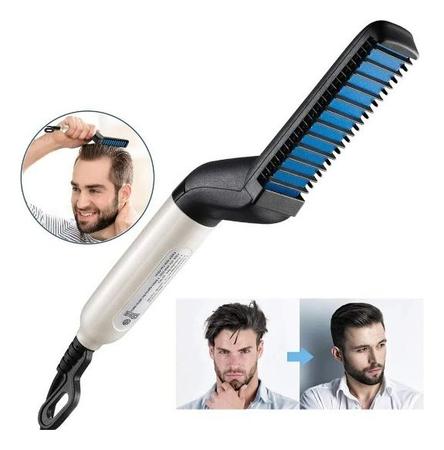 Imagem de Chapinha Pente Elétrico bivolt 110v e 220v Modelador Alisador Barba E Cabelo Prático Masculino Para Homens