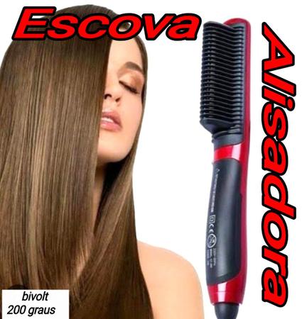 Imagem de Chapinha Prancha Barba Escova Quente Feminina Masculina Alisa o Cabelo