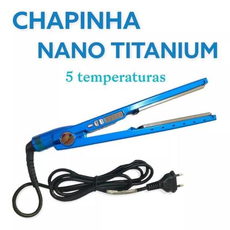 Imagem de Chapinha/Prancha de Cabelo Titanium 450º F (230 ºC) Azul Bivolt 110/220V - Prancha Progressiva de Cabelo