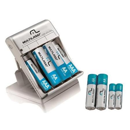 Imagem de Charger Kit com 8 Pilhas Multilaser - CB093