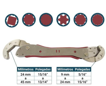 Imagem de Chave Boca Mestra 9 A 45 Mm Universal Ajustável Rosca