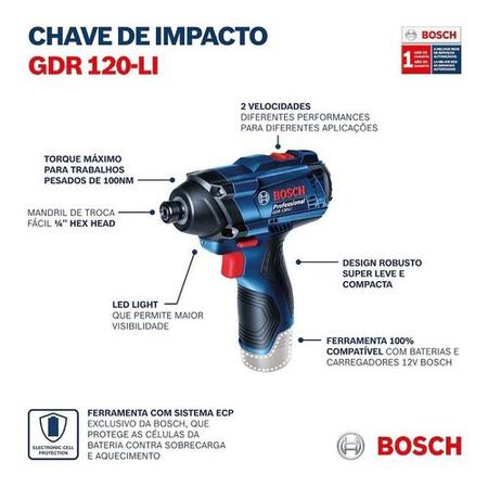 Chave De Impacto Bateria 1 4 12v Gdr 120 li Bosch Chave de
