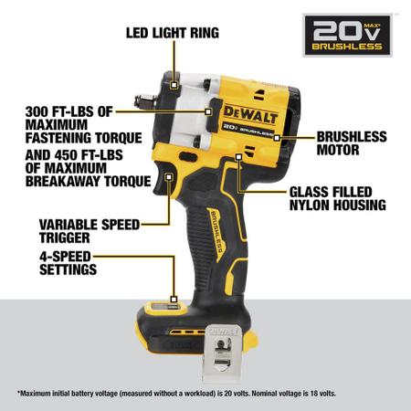 Imagem de Chave de impacto sem fio DEWALT ATOMIC 20V MAX* 3/8 pol. DCF923B