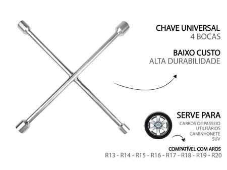 Imagem de Chave De Roda Carro Fiat Modelo Cruz 4 Bocas