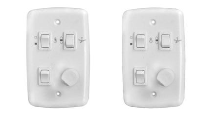 Imagem de Chave Dimmer c/ 2 Lâmpadas / Ventilador e Exaustor C/ Controle Rotativo Bivolt 400w Universal Branco - Kit com 2 Unid.