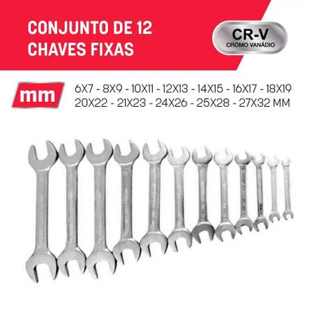 Imagem de Chave Fixa Jogo 6 a 32 MM c/ 12 Peças MAYLE