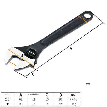 Imagem de Chave inglesa ajustável Open-End Wrench, Mini, pode ser levada com você, 2,5 polegadas, 4 polegadas