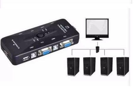 Chaveador KVM 4 Portas - Liga 4 PCs em 1 Monitor - Yes Imagem de Chaveador KVM 4 Portas - Liga 4 PCs em 1 Monitor