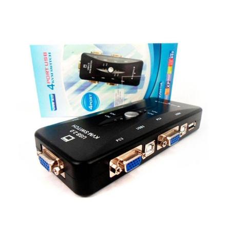 Chaveador KVM 4 Portas - Liga 4 PCs em 1 Monitor - Yes Imagem de Chaveador KVM 4 Portas - Liga 4 PCs em 1 Monitor