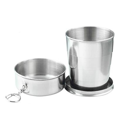 Imagem de Chaveiro Copo Retrátil Dobrável De Aço Inox 150Ml Viagem