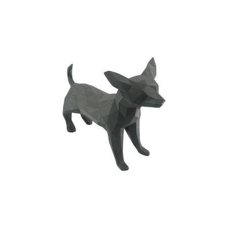 Imagem de Chihuahua Em Pé Low Poly Cachorro Pet Decoração 3D Preto
