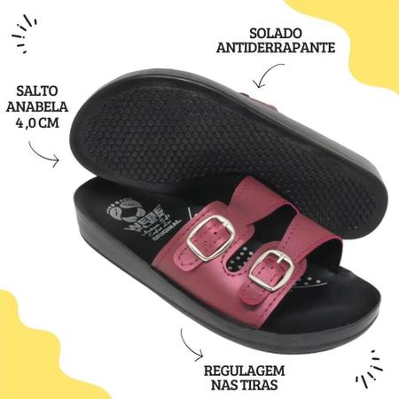 Chinelo Anatômico Webe Flex Feminino 2 Fivelas Vinho Imagem de Chinelo Anatômico Webe Flex Feminino 2 Fivelas Vinho