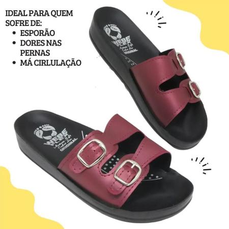 Chinelo Anatômico Webe Flex Feminino 2 Fivelas Vinho Imagem de Chinelo Anatômico Webe Flex Feminino 2 Fivelas Vinho