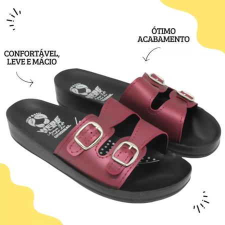 Chinelo Anatômico Webe Flex Feminino 2 Fivelas Vinho Imagem de Chinelo Anatômico Webe Flex Feminino 2 Fivelas Vinho
