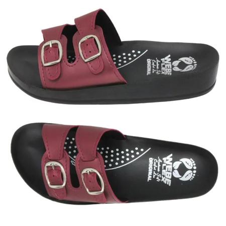 Chinelo Anatômico Webe Flex Feminino 2 Fivelas Vinho Imagem de Chinelo Anatômico Webe Flex Feminino 2 Fivelas Vinho