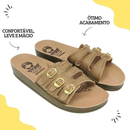 Imagem de Chinelo Anatômico Webe Flex Feminino 3 Fivelas Bege