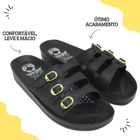 Imagem de Chinelo Anatômico Webe Flex Feminino 3 Fivelas Preto