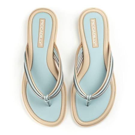 Chinelo Fem Piccadilly Tiras Metalicas Dourado/Azul/Prata 345002-2 Imagem de Chinelo Fem Piccadilly Tiras Metalicas Dourado/Azul/Prata 345002-2