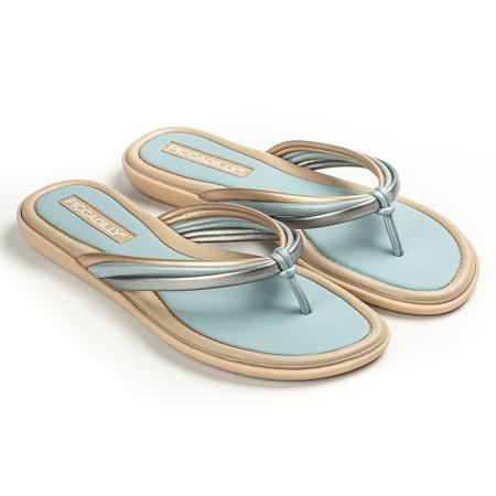 Chinelo Fem Piccadilly Tiras Metalicas Dourado/Azul/Prata 345002-2 Imagem de Chinelo Fem Piccadilly Tiras Metalicas Dourado/Azul/Prata 345002-2